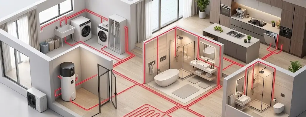 The-smart-home-integration-of-the-George-heat-pump-water-heater-demonstrates-its-efficient-hot-water