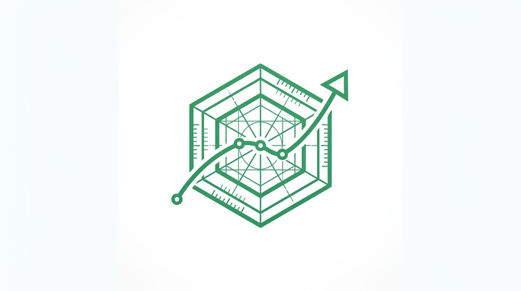 Green-line-icon-featuring-a-hexagonal-structural-grid-and-an-upward-performance-trend-line