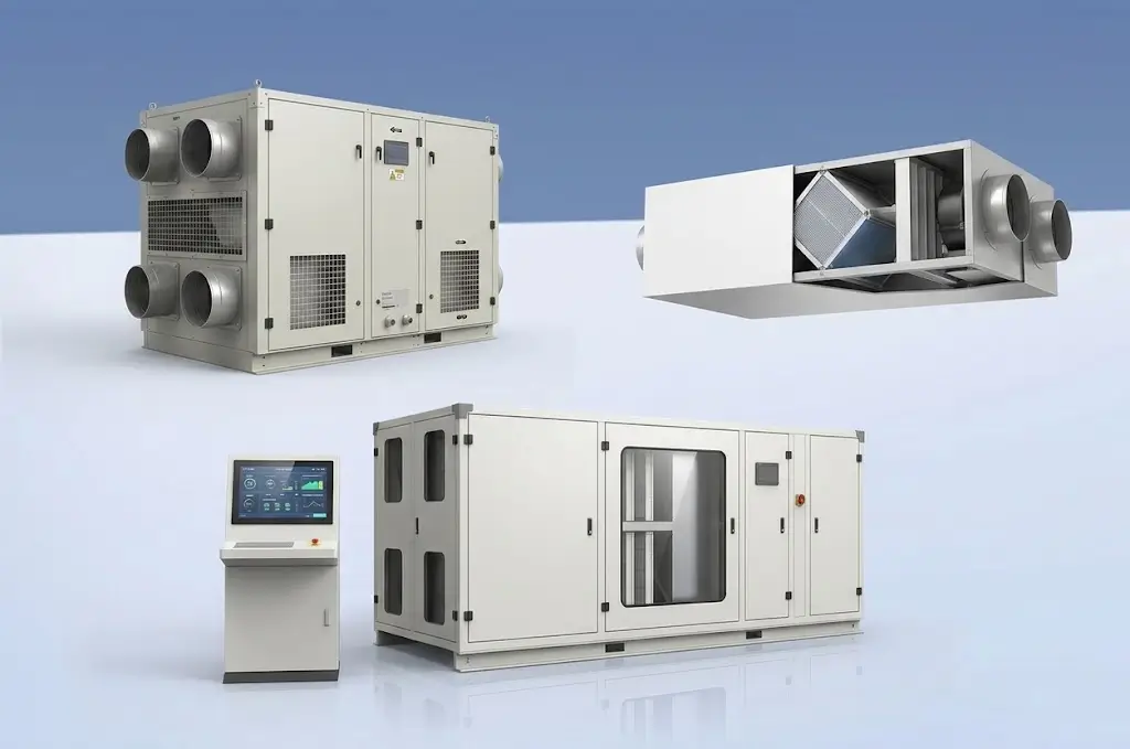 ERV Energy Recovery Ventilation units and a control console