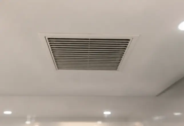 Engineering blueprints and HVAC components